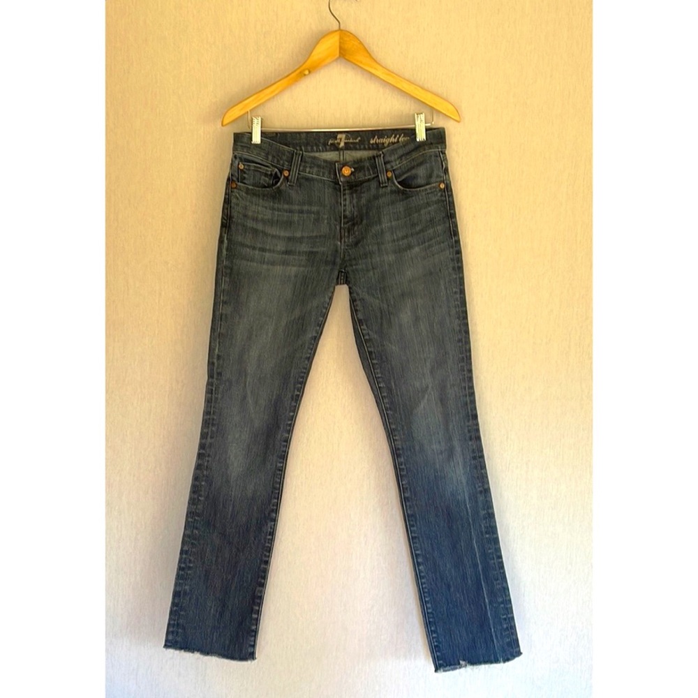 7 For All Mankind Women's Straight Leg Jeans - Dark Wash Blue